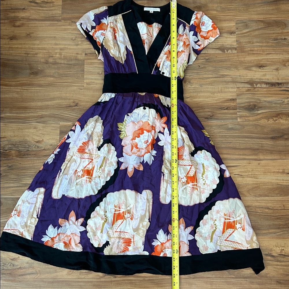 Corey Lynn Calter Anthropologie Vintage Silk Floral Empire Waist Dress A-Line 4 - Picture 7 of 12